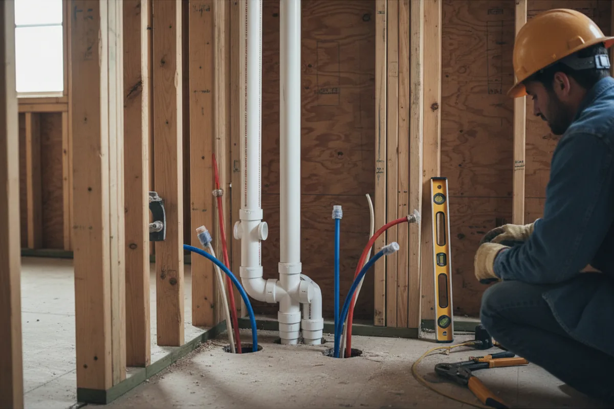Drain and supply rough-in during Drain Cleaning in Barlow