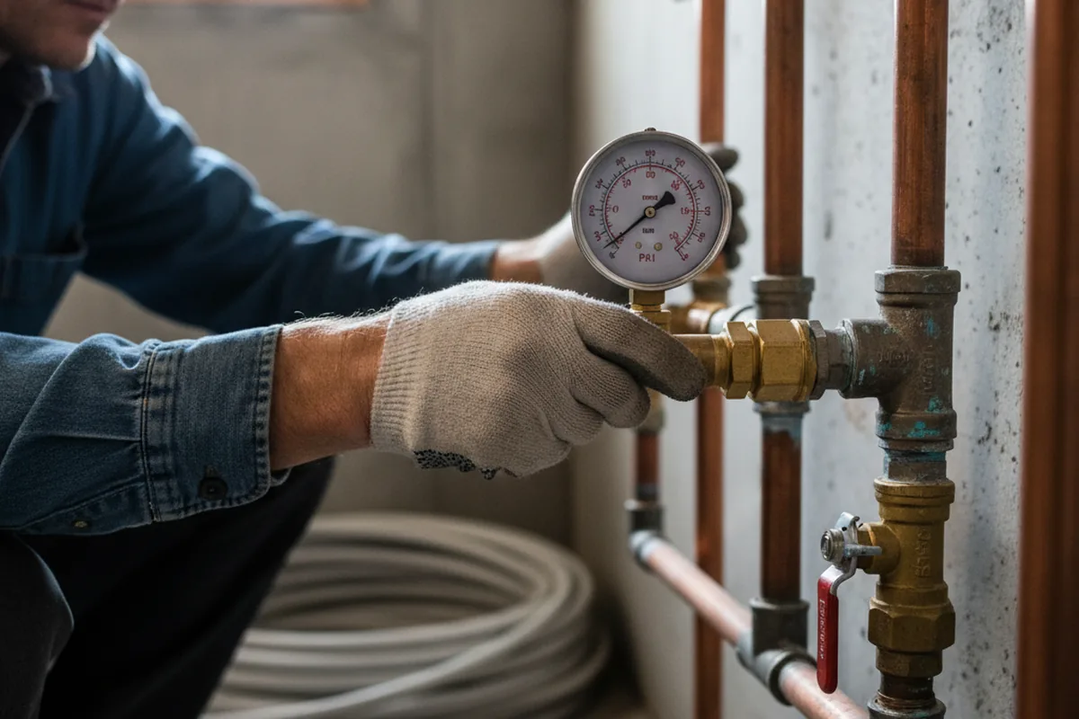 Pressure testing a repaired line during Water Line Repair in Barlow